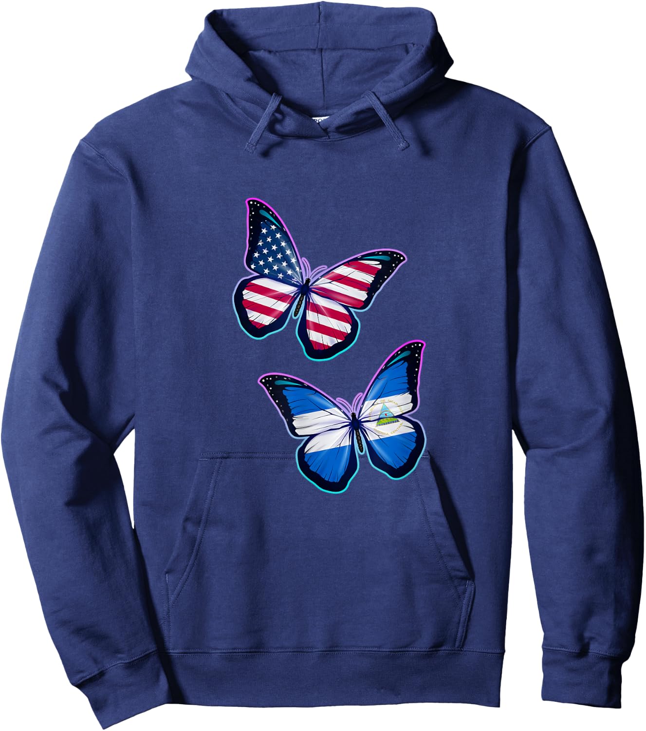 Nicaragua and the USA bicultural roots. Butterfly version Hoodie - Hoodie | Navy