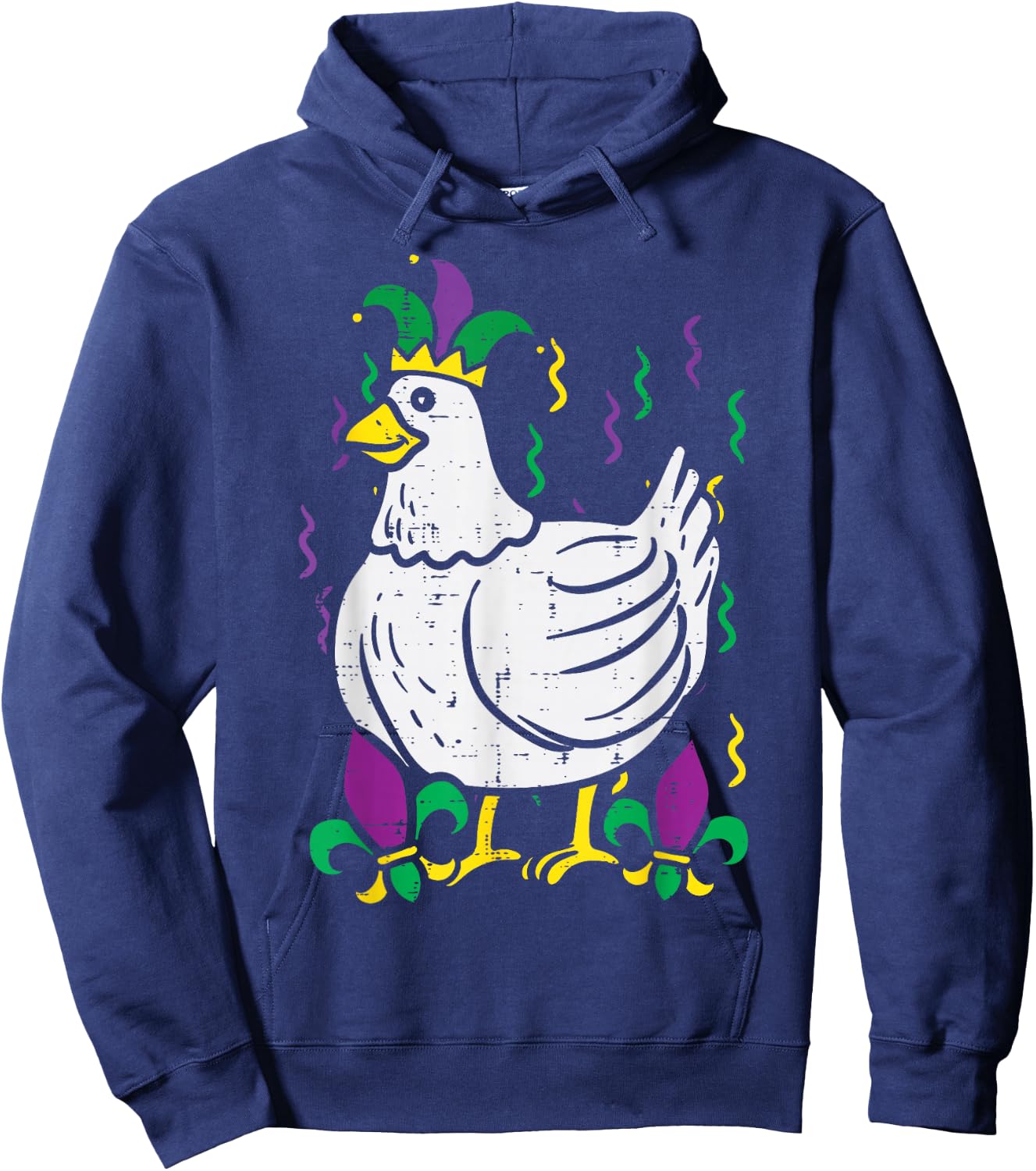 Mardi Gras Chicken Funny Outfit Farming Men Women Kids Hoodie - Hoodie | Navy