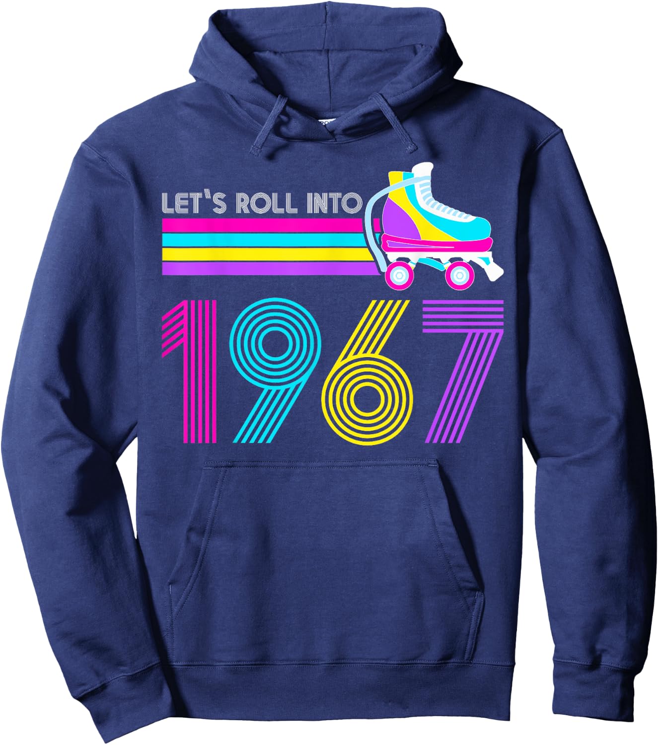 Lets Roll 1967 Birthday 55 Year Old Roller Skate 80s Turning Hoodie - Hoodie | Navy