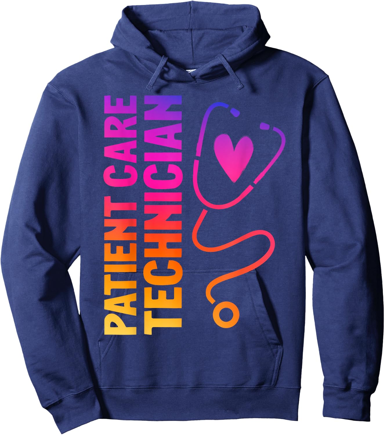 Cute Patient Care Technician Heart Stethoscope Hoodie - Hoodie | Navy