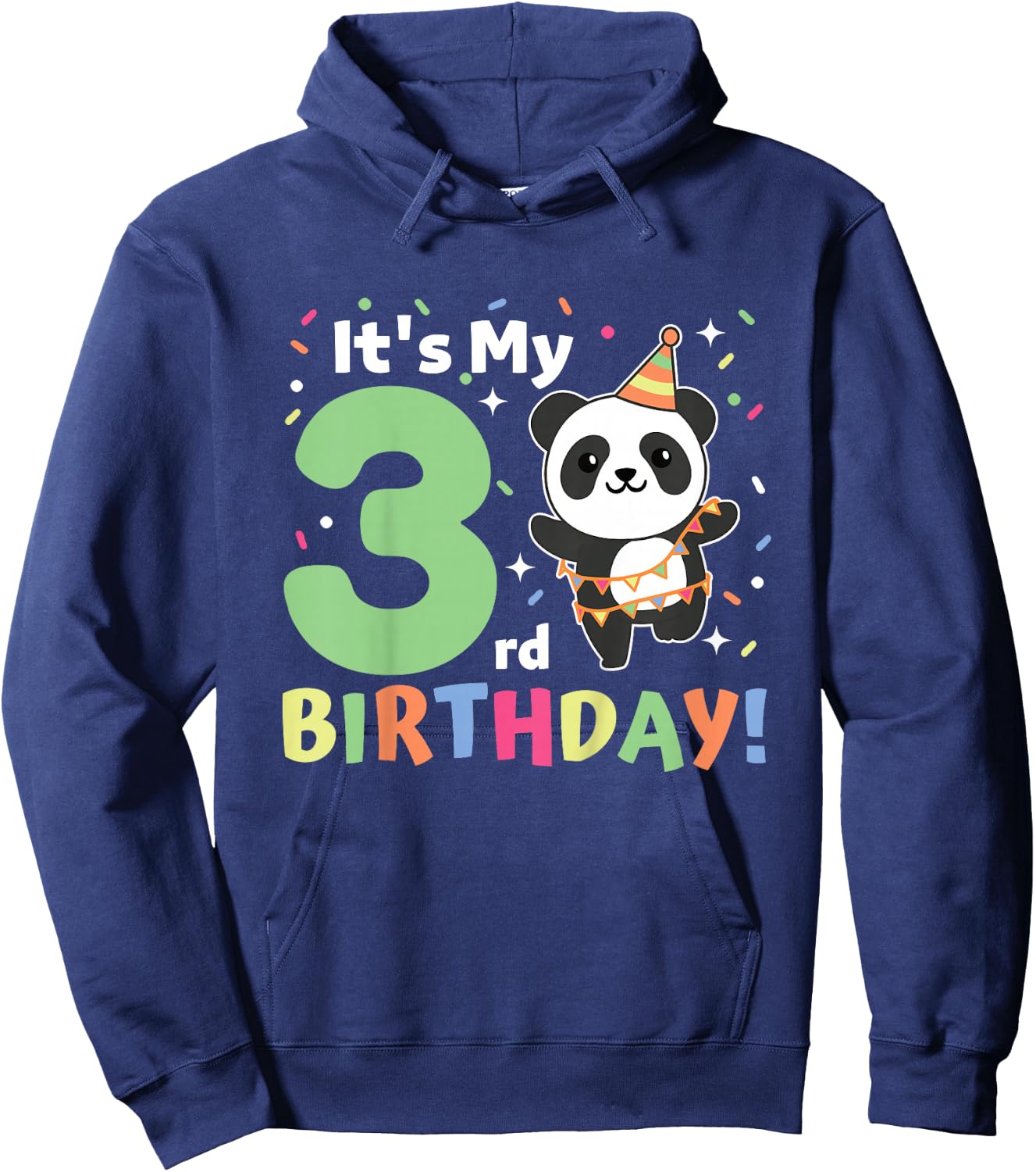 Panda 3rd Birthday For Kids Three Years Old Panda Hoodie - Hoodie | Navy