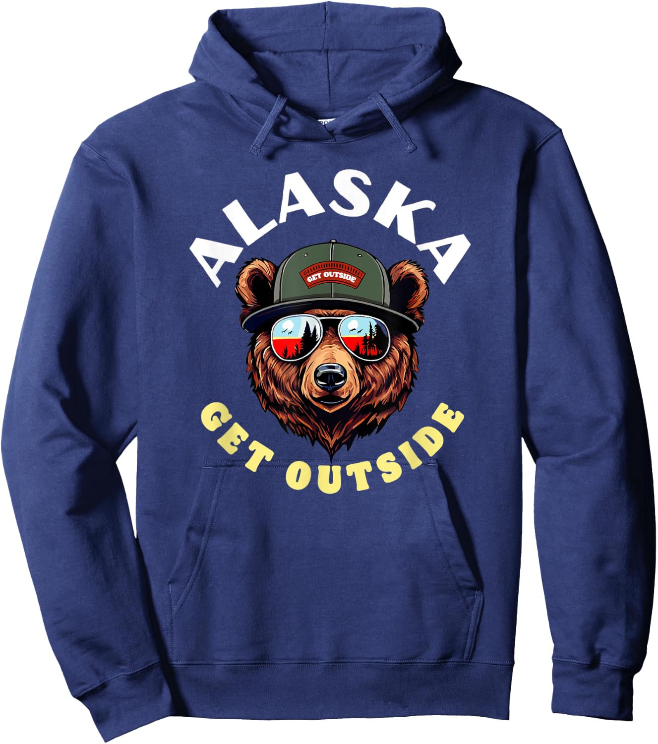 Alaska Hipster Bear Illustration Get Outside! Nature Hoodie - Hoodie | Navy