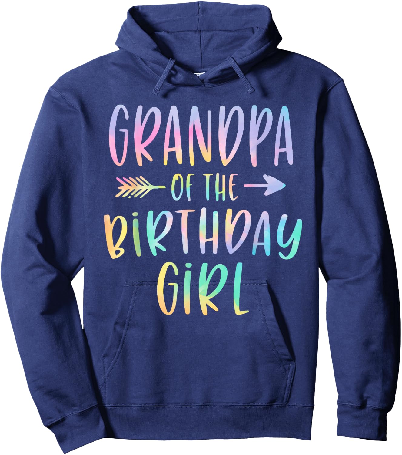 Grandpa of the Birthday Girl Tie Dye Colorful Bday Hoodie - Hoodie | Navy