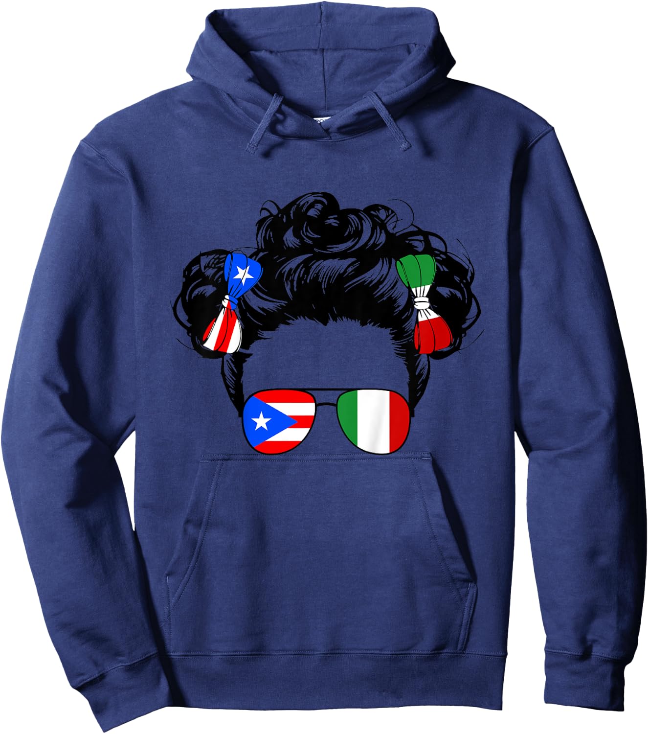 Half Italian And Puerto Rican Rico Italy Flag Girl Baby Kids Hoodie - Hoodie | Navy