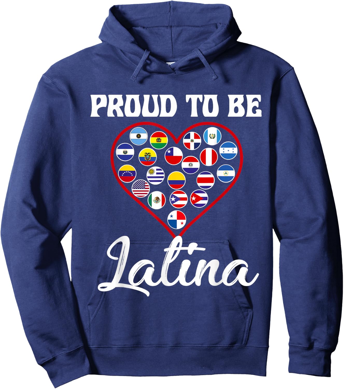 Hispanic Heritage Month 2022 Proud Latina Countries Flag Hoodie - Hoodie | Navy