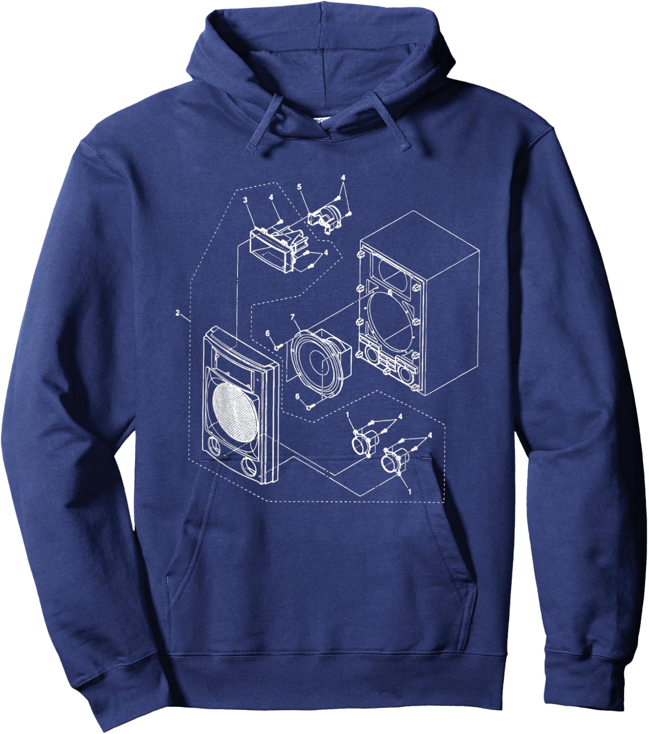 Audio Speaker Diagram for the music lover Hoodie - Hoodie | Navy