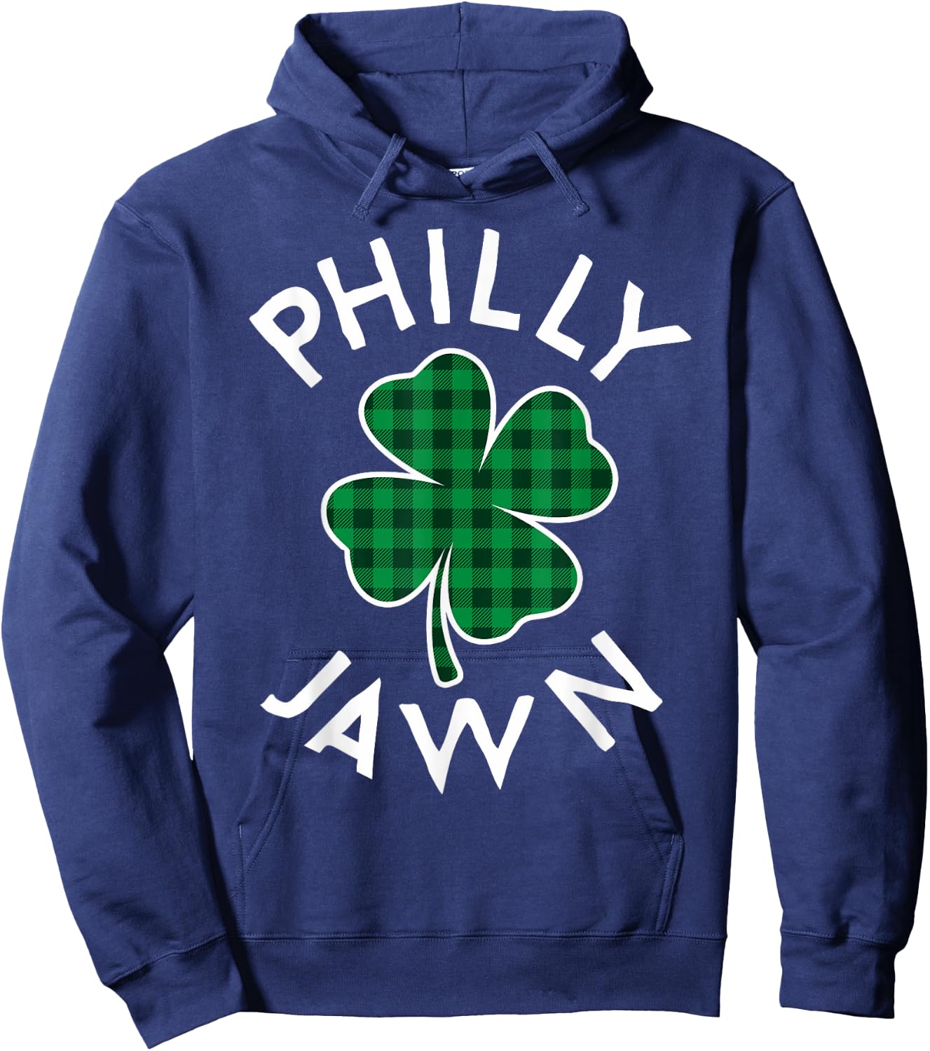 Philly Jawn Philadelphia Plaid Lucky Clover St Patrick's Day Hoodie - Hoodie | Navy