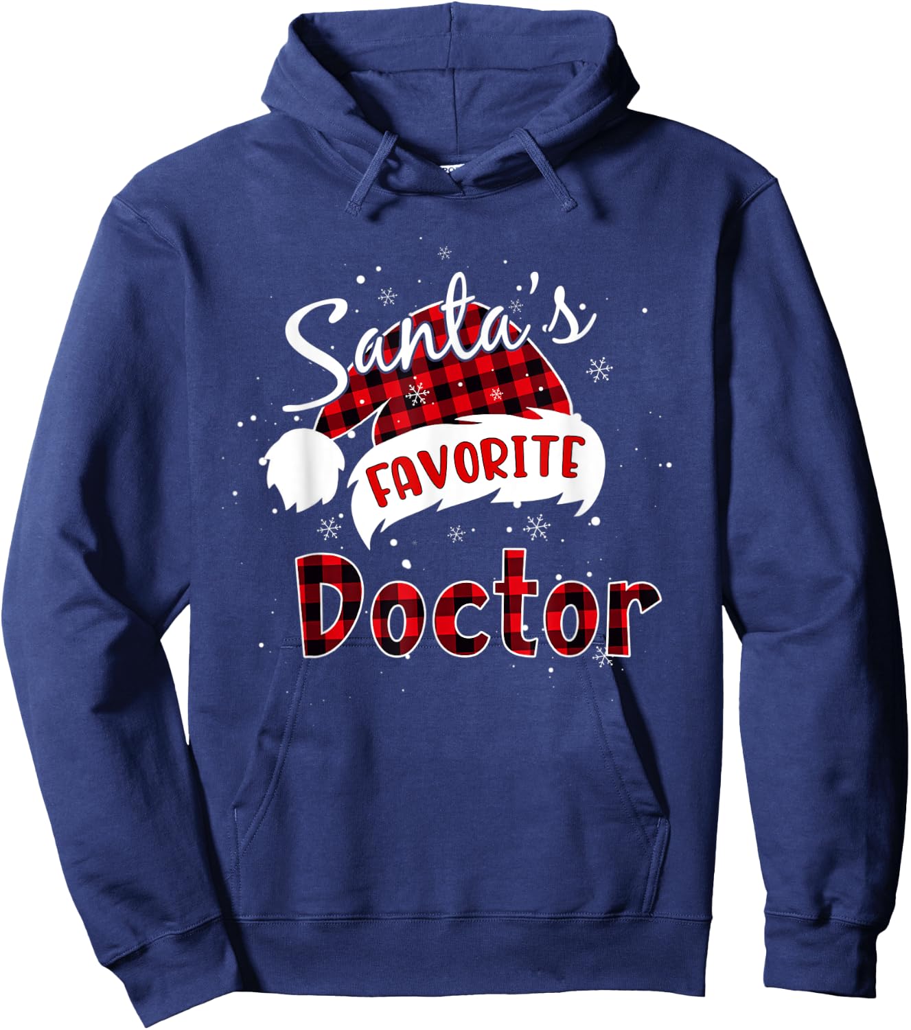 Funny Santa's Favorite Doctor Christmas Plaid Buffalo Xmas Hoodie - Hoodie | Navy
