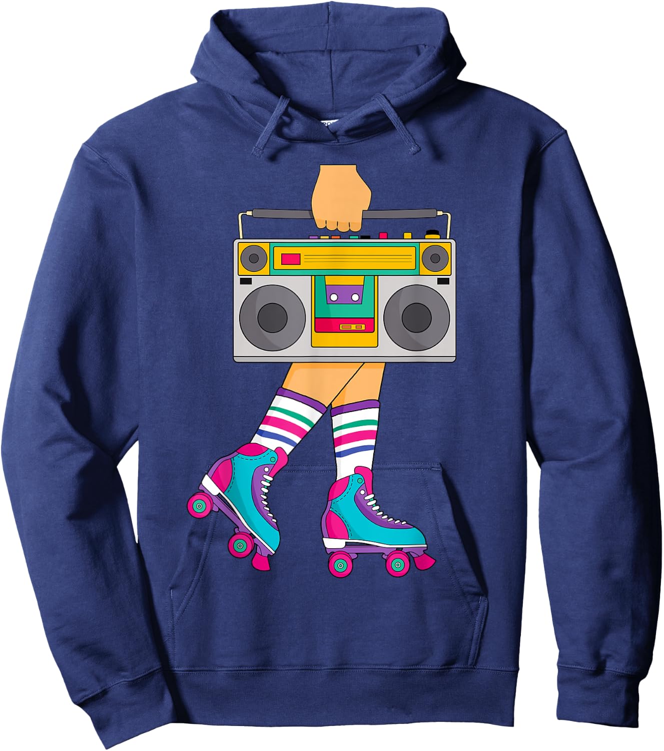 Roller Skate Retro 80s Skating Roller Disco Skater Girl Hoodie - Hoodie | Navy