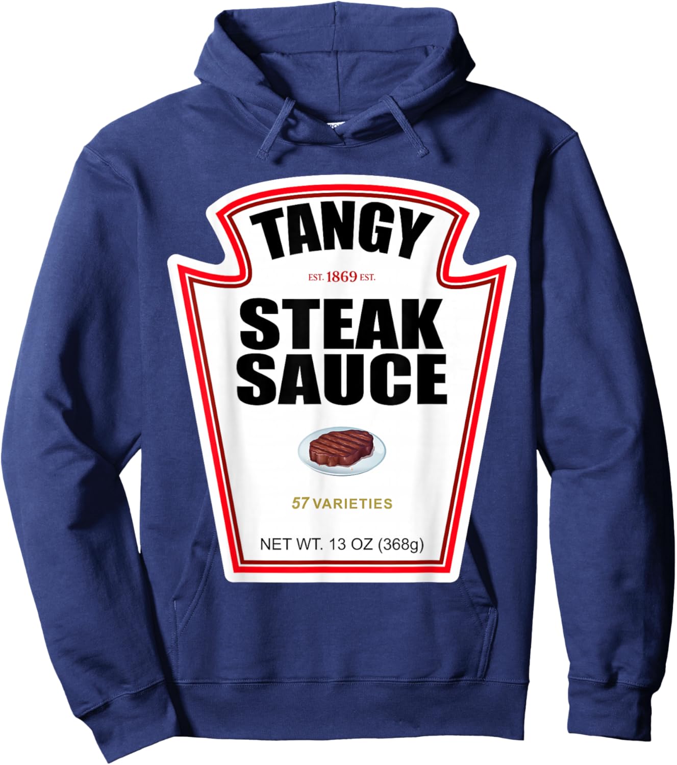 Steak Sauce Bottle Label Funny Halloween Costume Outfit Hoodie - Hoodie | Navy