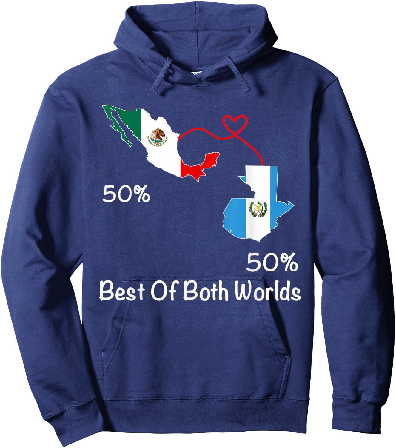 Half Mexican Half Guatemalan Flag Map Mexico Guatemala Hoodie - Hoodie | Navy