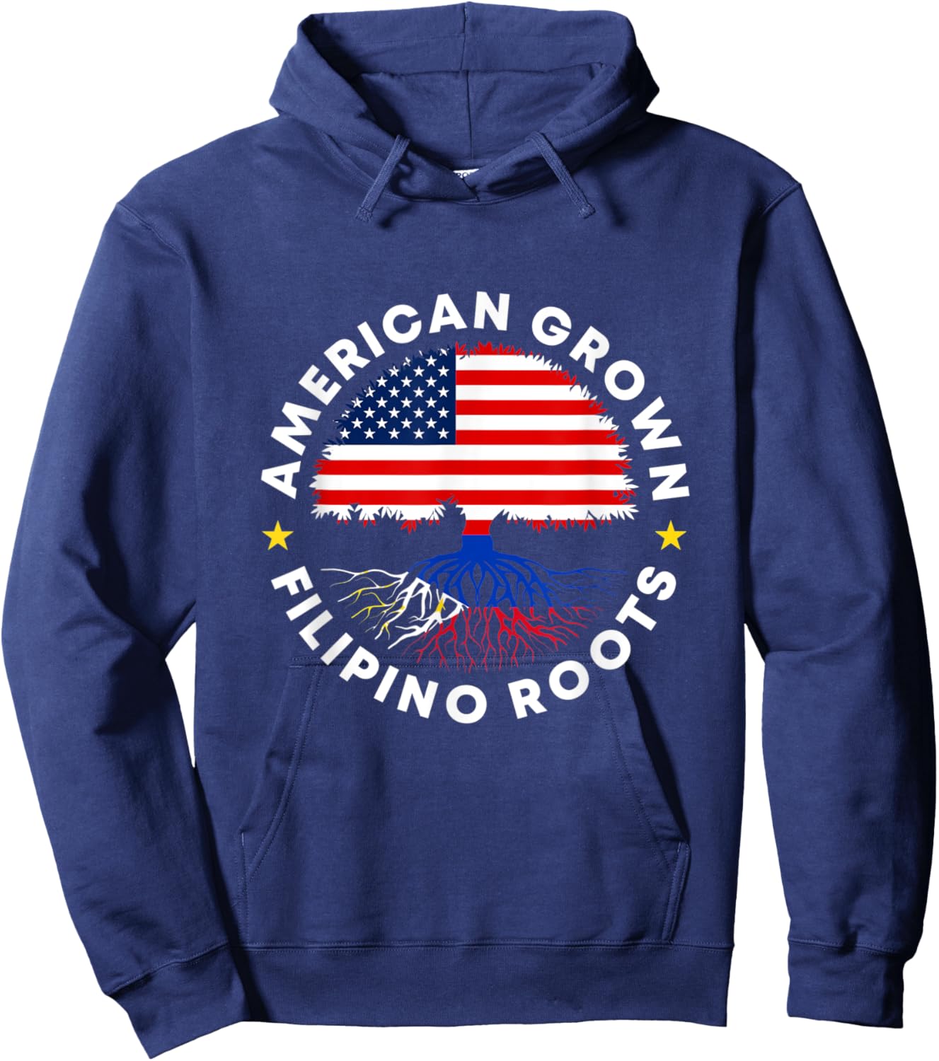 American Grown Filipino Roots Philippine US Flag Tree Pinoy Hoodie - Hoodie | Navy