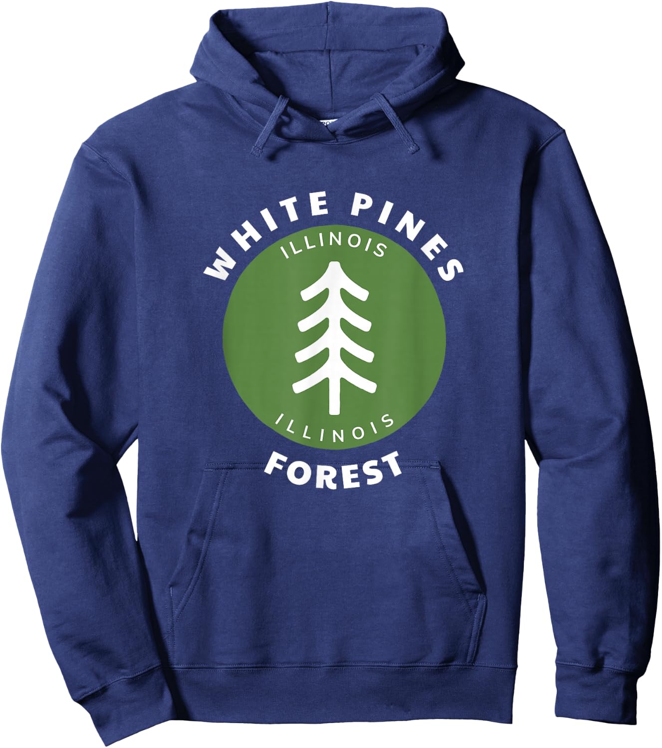White Pines Forest State Park Illinois IL Tree Badge Hoodie - Hoodie | Navy