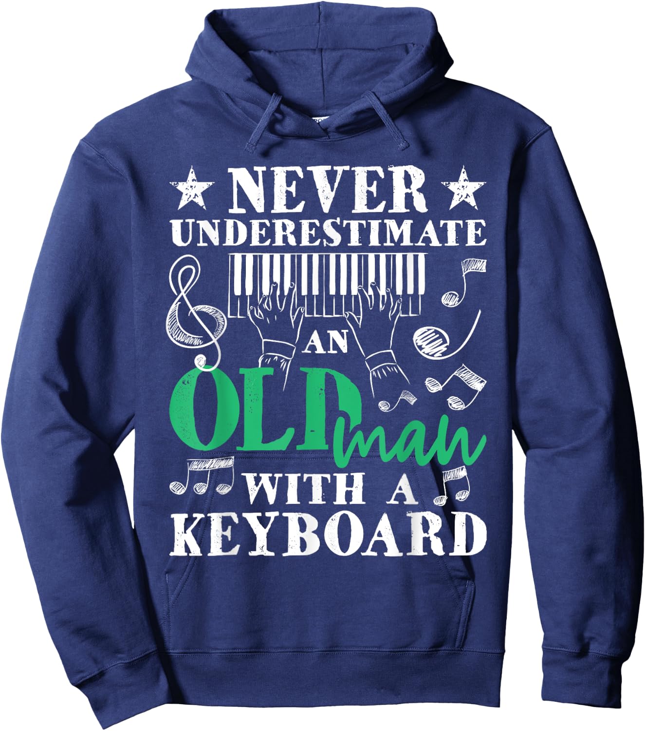 Old Man With A Keyboard - Keyboardist Keyboarder Hoodie - Hoodie | Navy