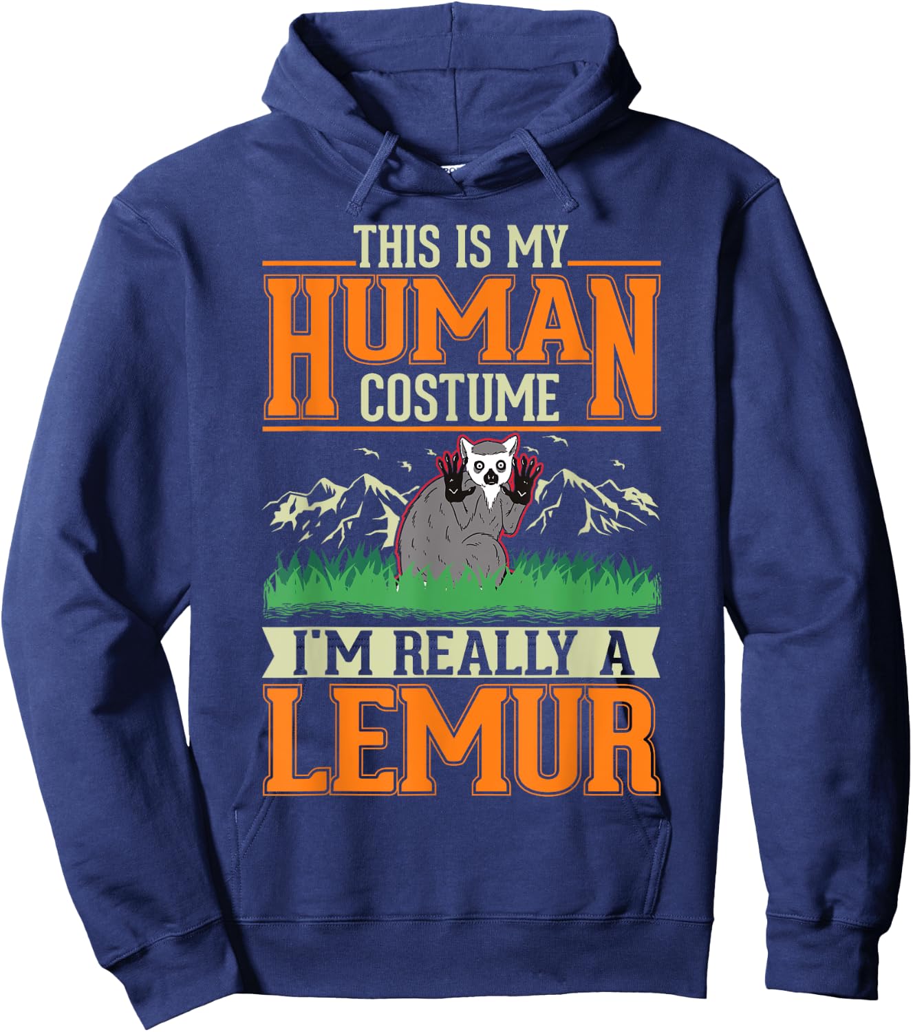 Lemur Human Costume Halloween Lemur Hoodie - Hoodie | Navy