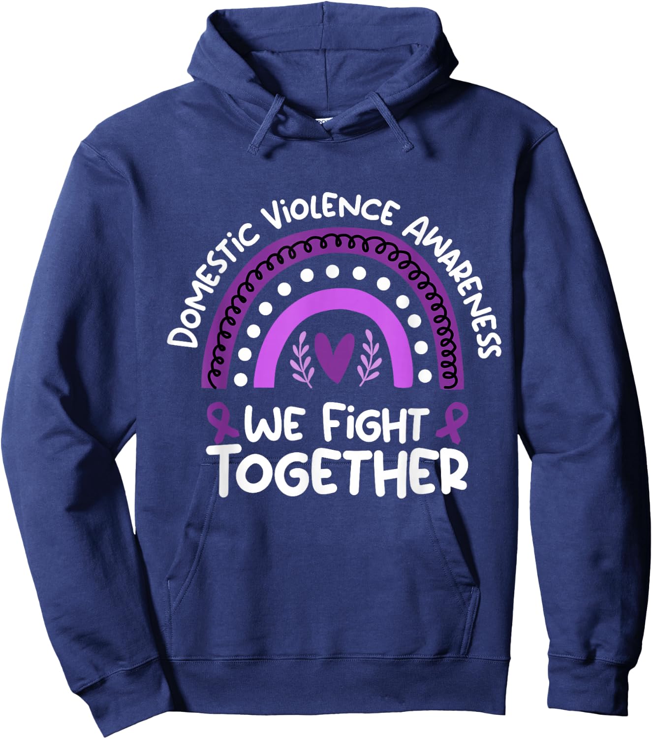We Fight Together Domestic Violence Awareness Black Hoodie - Hoodie | Navy