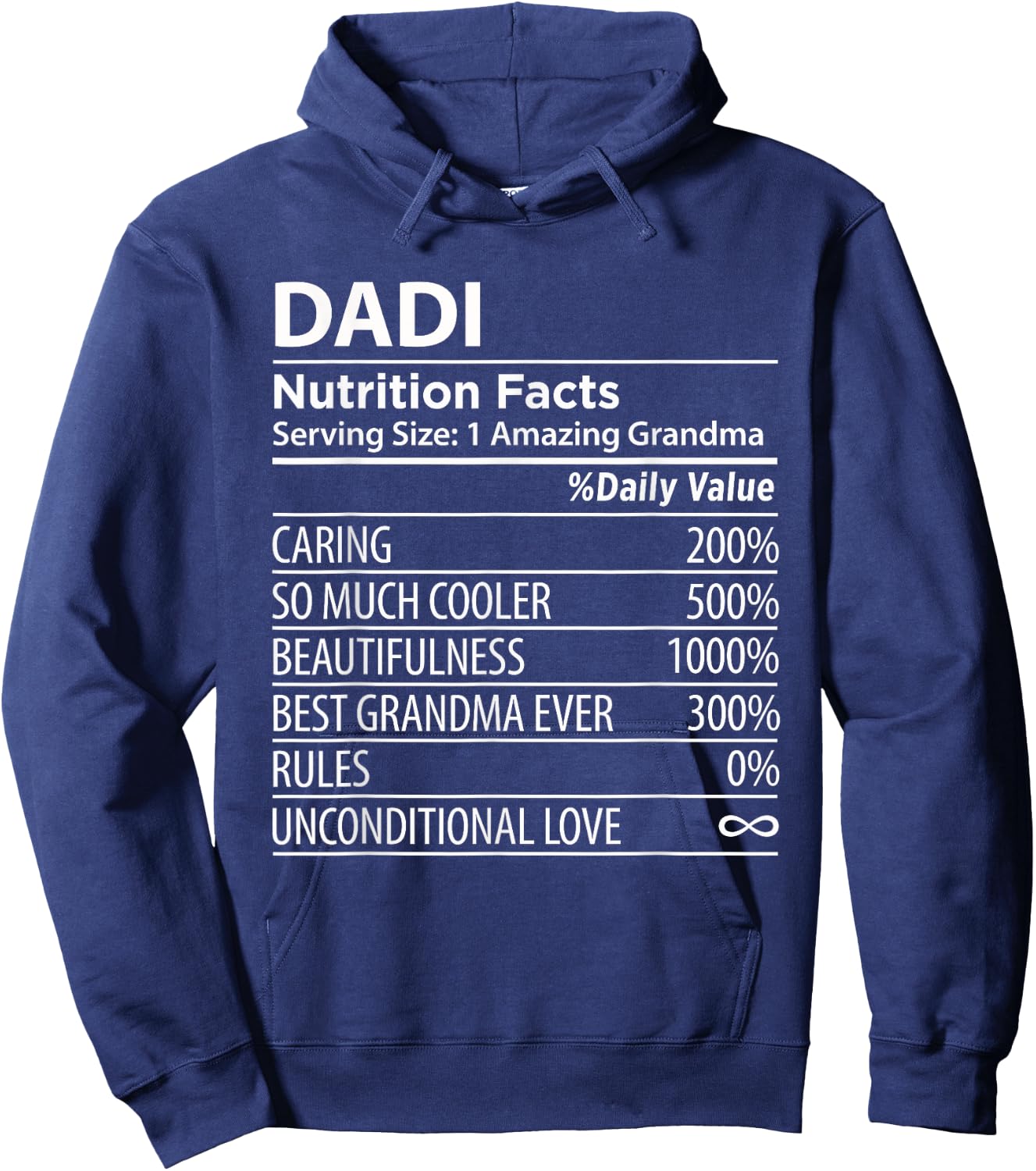 Dadi Nutrition Facts | Funny Indian Grandma Hoodie - Hoodie | Navy