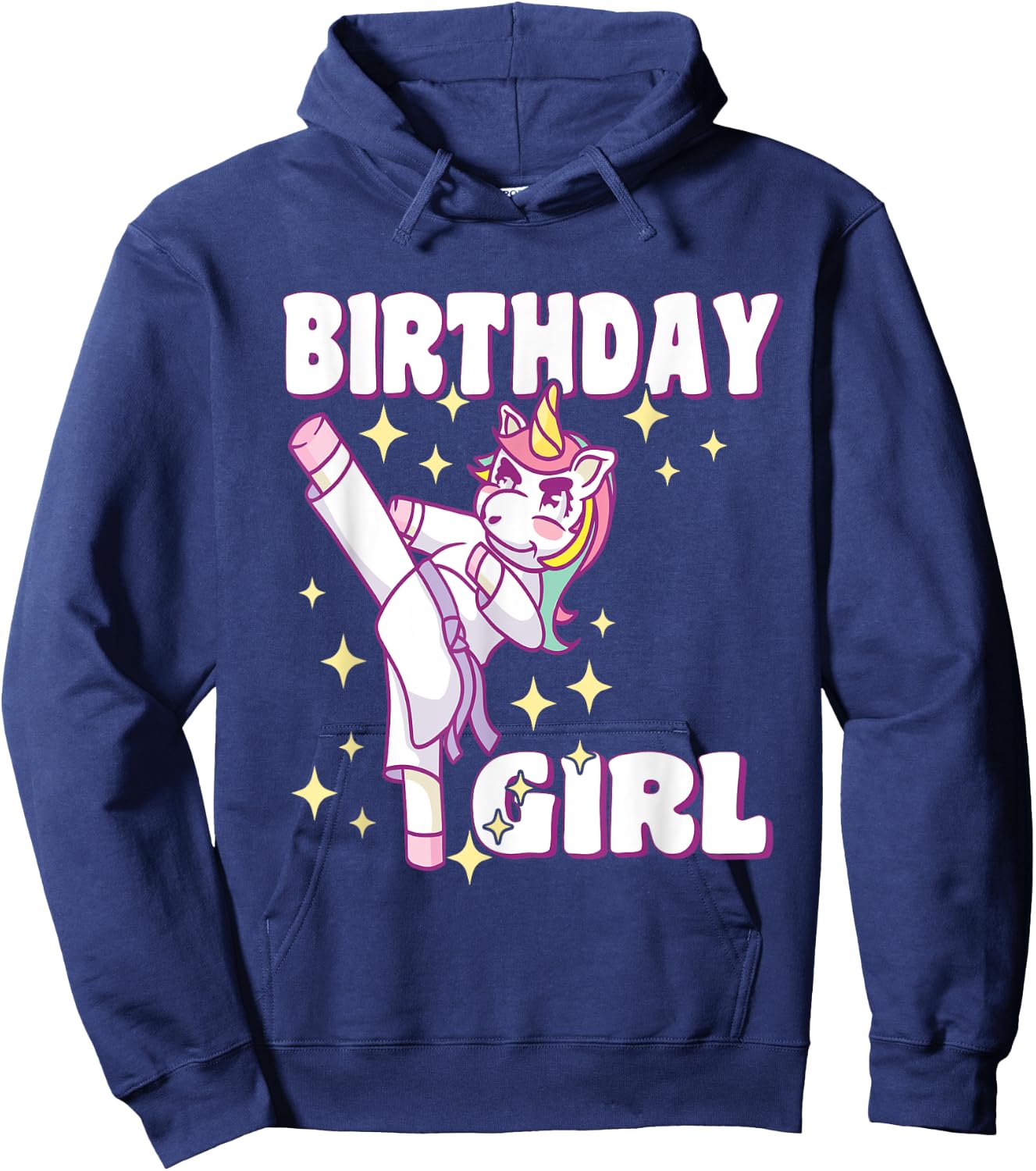 Birthday Karate Unicorn Girl Hoodie - Hoodie | Navy