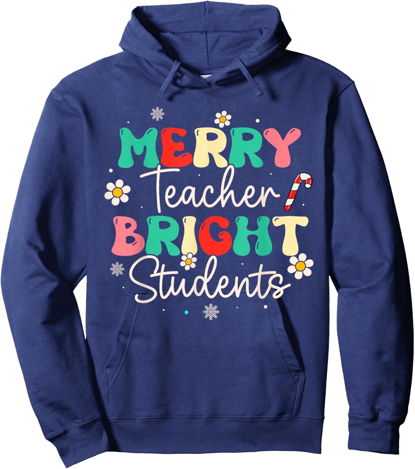 Groovy Merry Teacher Bright Students Funny Christmas Teacher Hoodie - Hoodie | Navy
