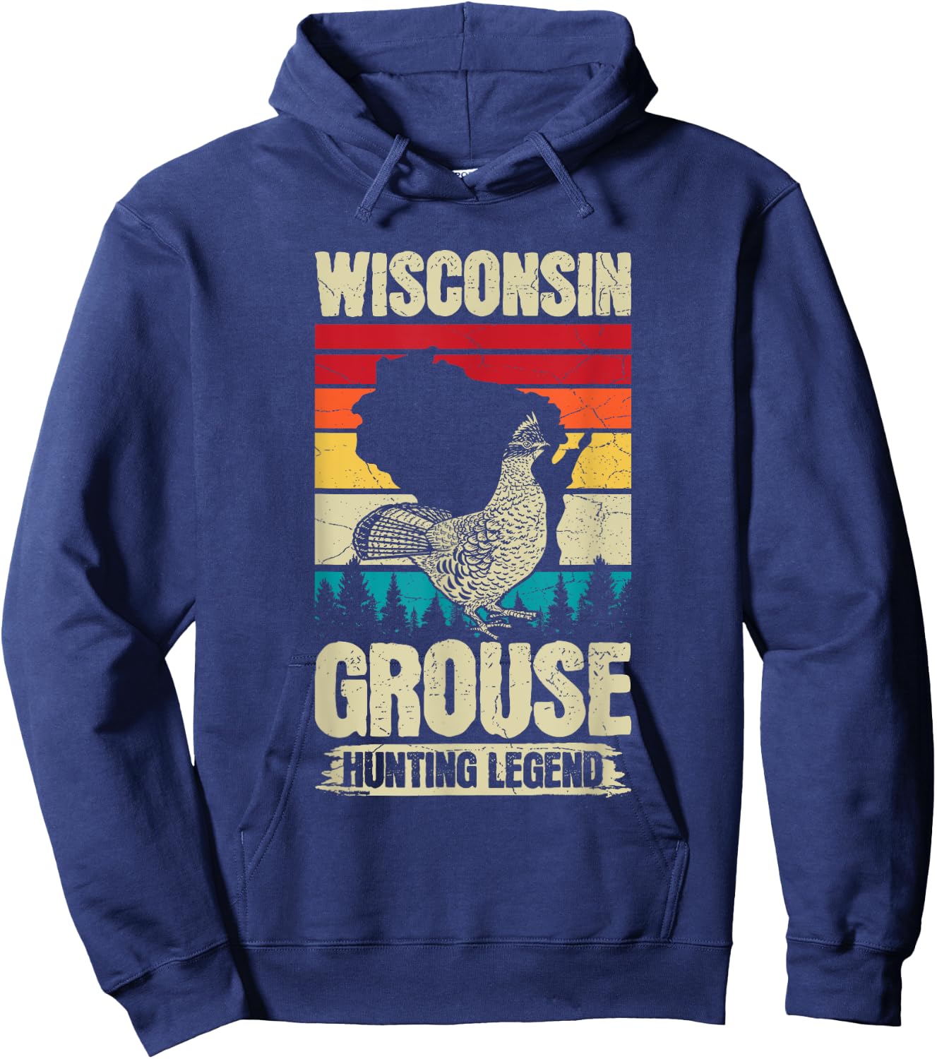 Wisconsin Grouse Hunting Design for a Ruffed Grouse expert Hoodie - Hoodie | Navy