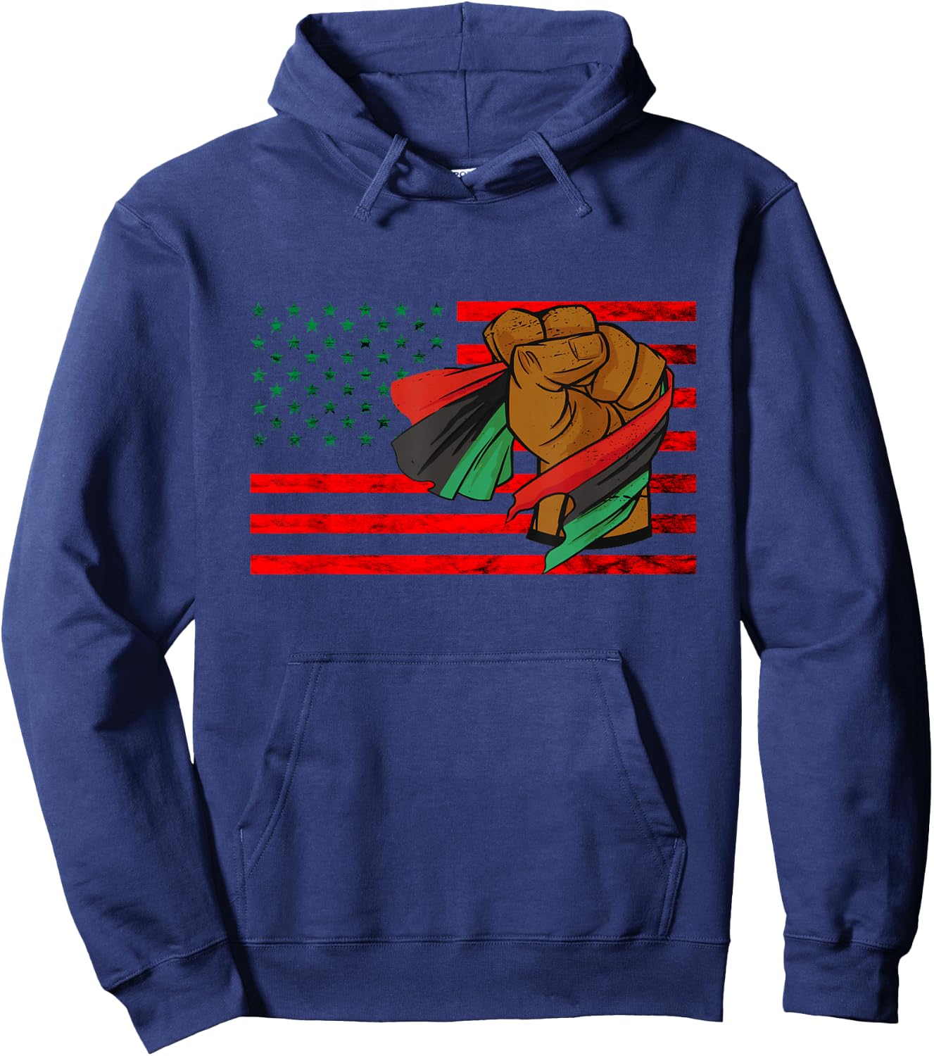 Black Liberation Flag Afro-American Pan African UNIA Flag Hoodie - Hoodie | Navy