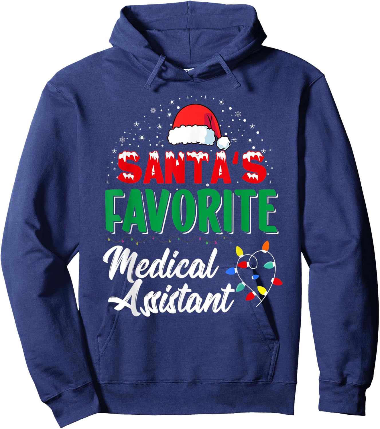 Santa's Favorite Medical Assistant Christmas Light Hoodie - Hoodie | Navy