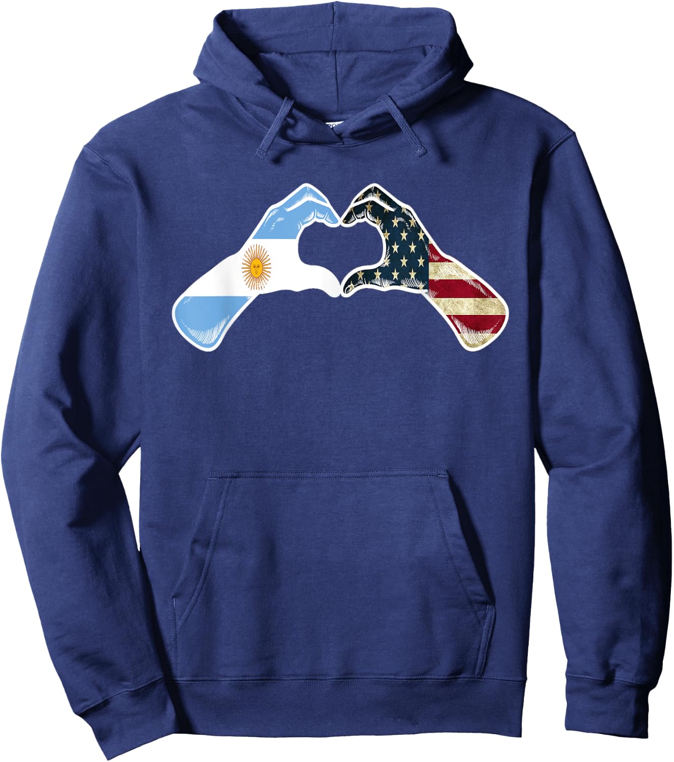 Argentine American USA Flag - USA Argentinian Heart Hoodie - Hoodie | Navy