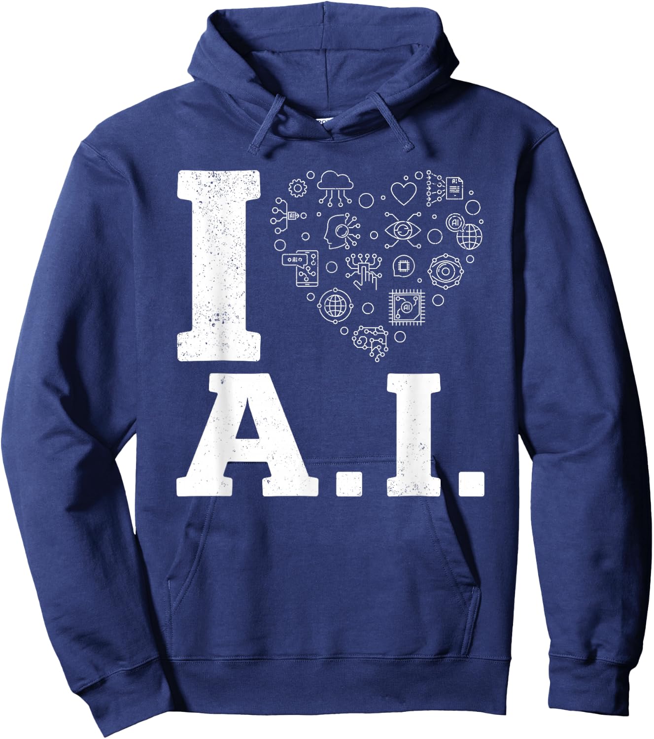 I Love Ai - Artificial Intelligence Machine Learning Hoodie - Hoodie | Navy