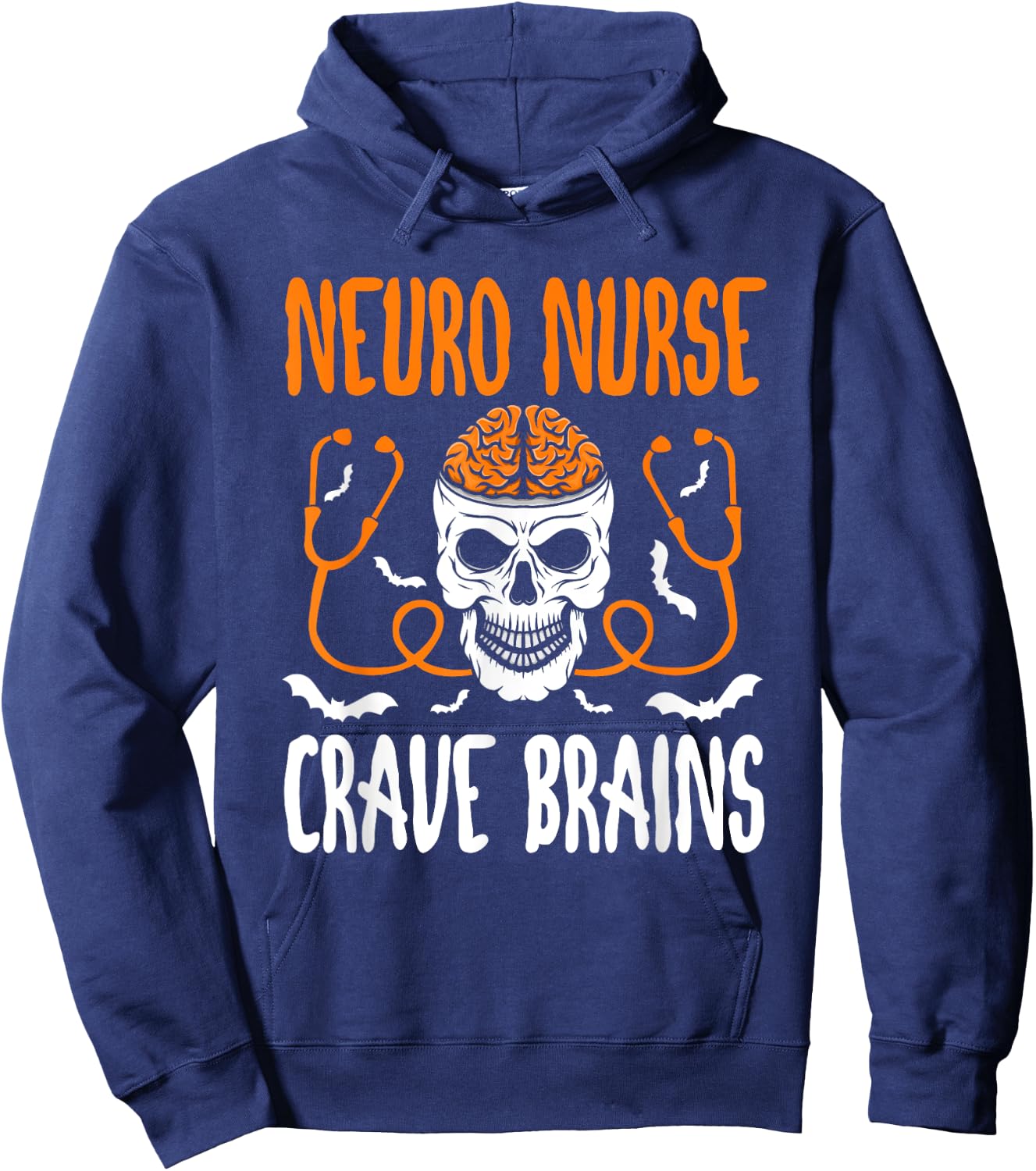 Neurosurgery Neurology Trauma ICU Halloween Neuro Nurse Hoodie - Hoodie | Navy