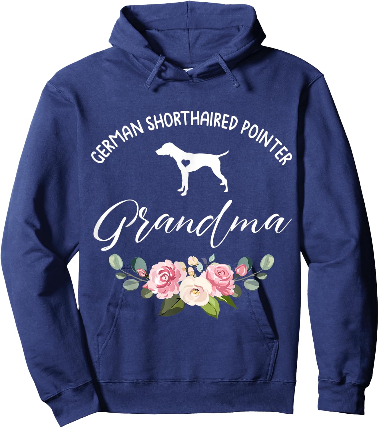 German Shorthaired Pointer Dog Grandma Floral Mother's Day Hoodie - Hoodie | Navy