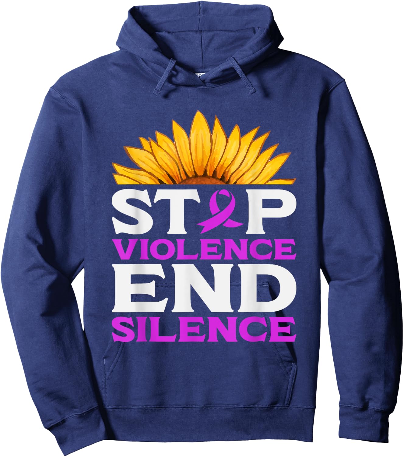 Stop Violence End Silence | Domestic Violence Awareness Hoodie - Hoodie | Navy