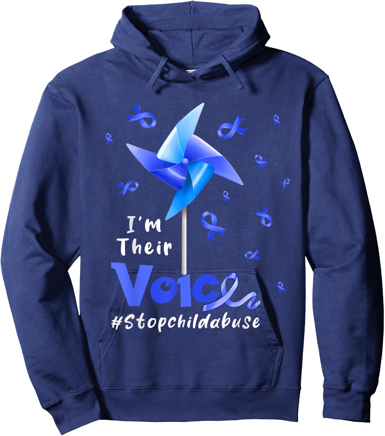 I'm Their Voice Stop Child Abuse Proud Prevention Awareness Hoodie - Hoodie | Navy