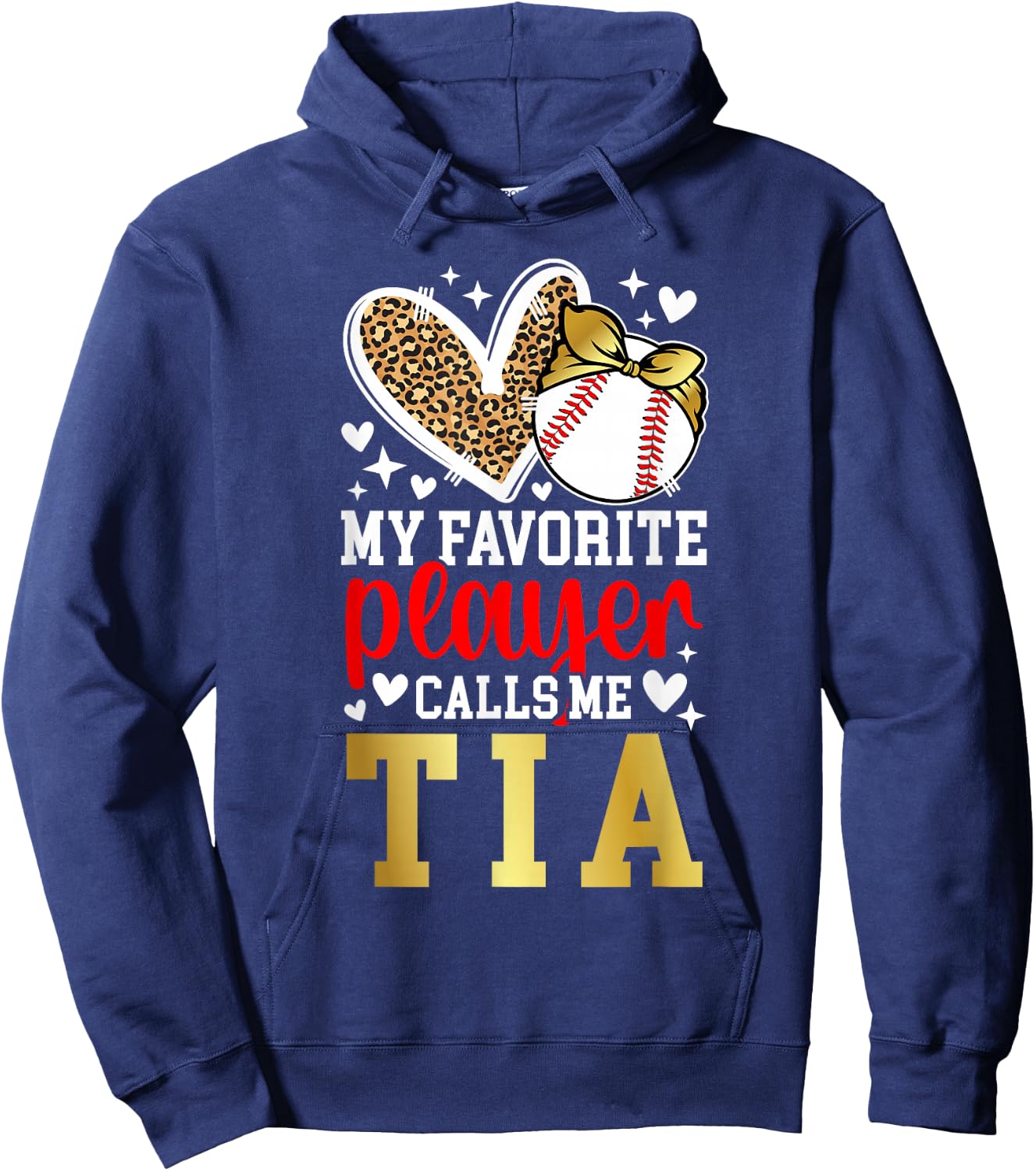 My Favorite Baseball Player Calls Me Tia Baseball Tia Aunt Hoodie - Hoodie | Navy