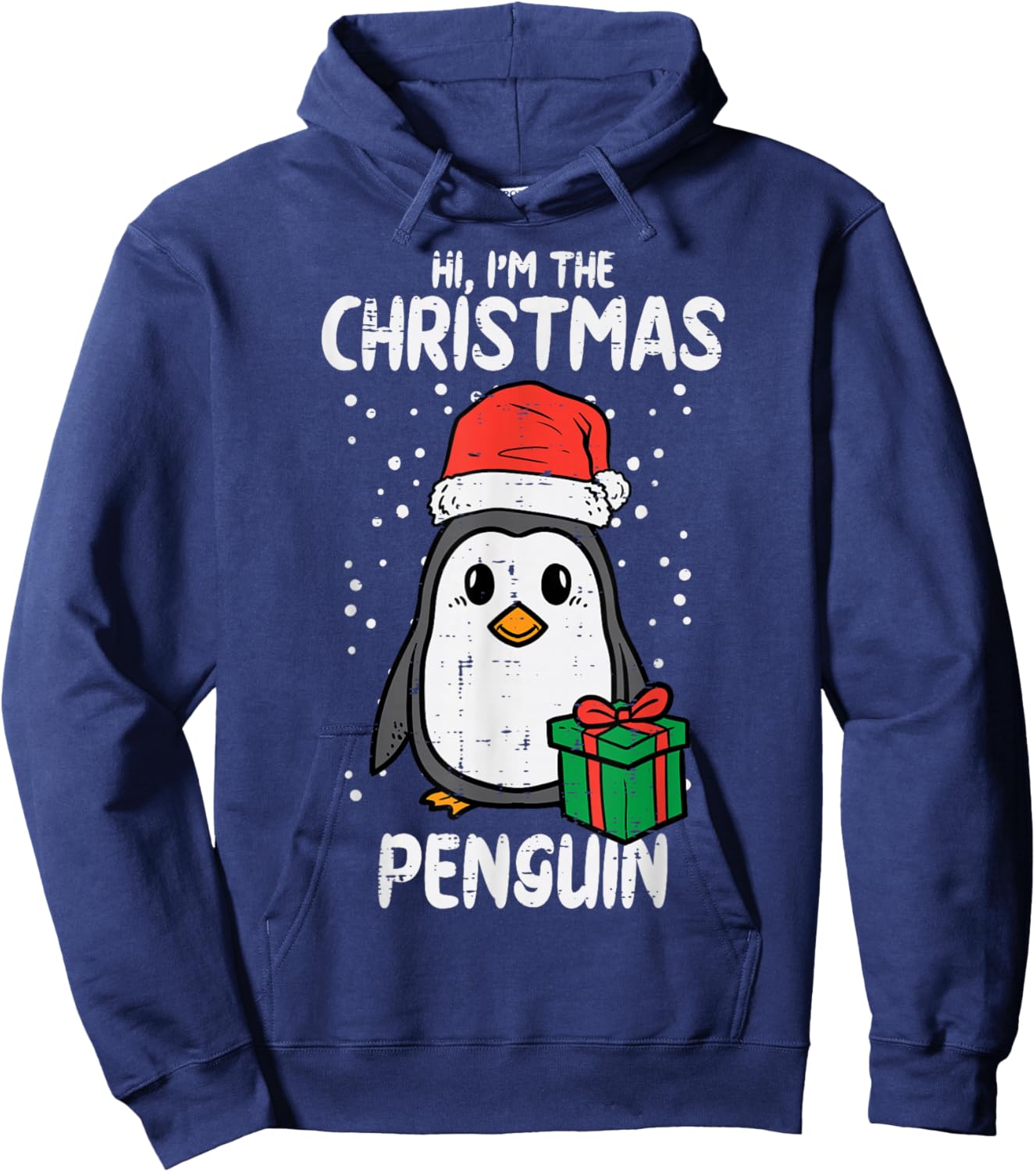 Christmas Penguin Santa Cute Xmas Men Women Boys Girls Kids Hoodie - Hoodie | Navy