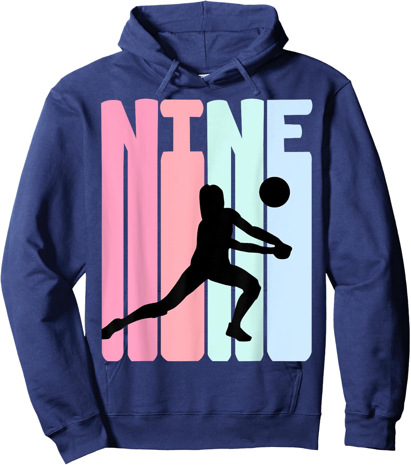 9th Birthday Retro Volleyball Girl Player 9 Years Old Kids Hoodie - Hoodie | Navy