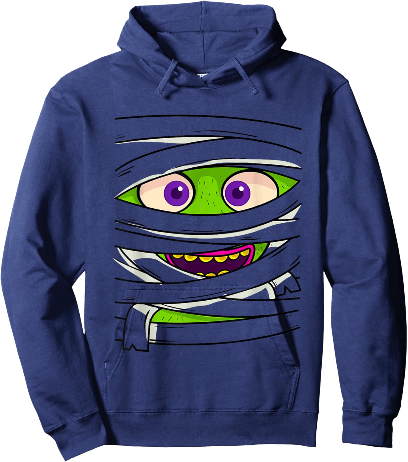 Mummy Wrap Eyes Costume Funny Scary Halloween Men Women Kids Hoodie - Hoodie | Navy