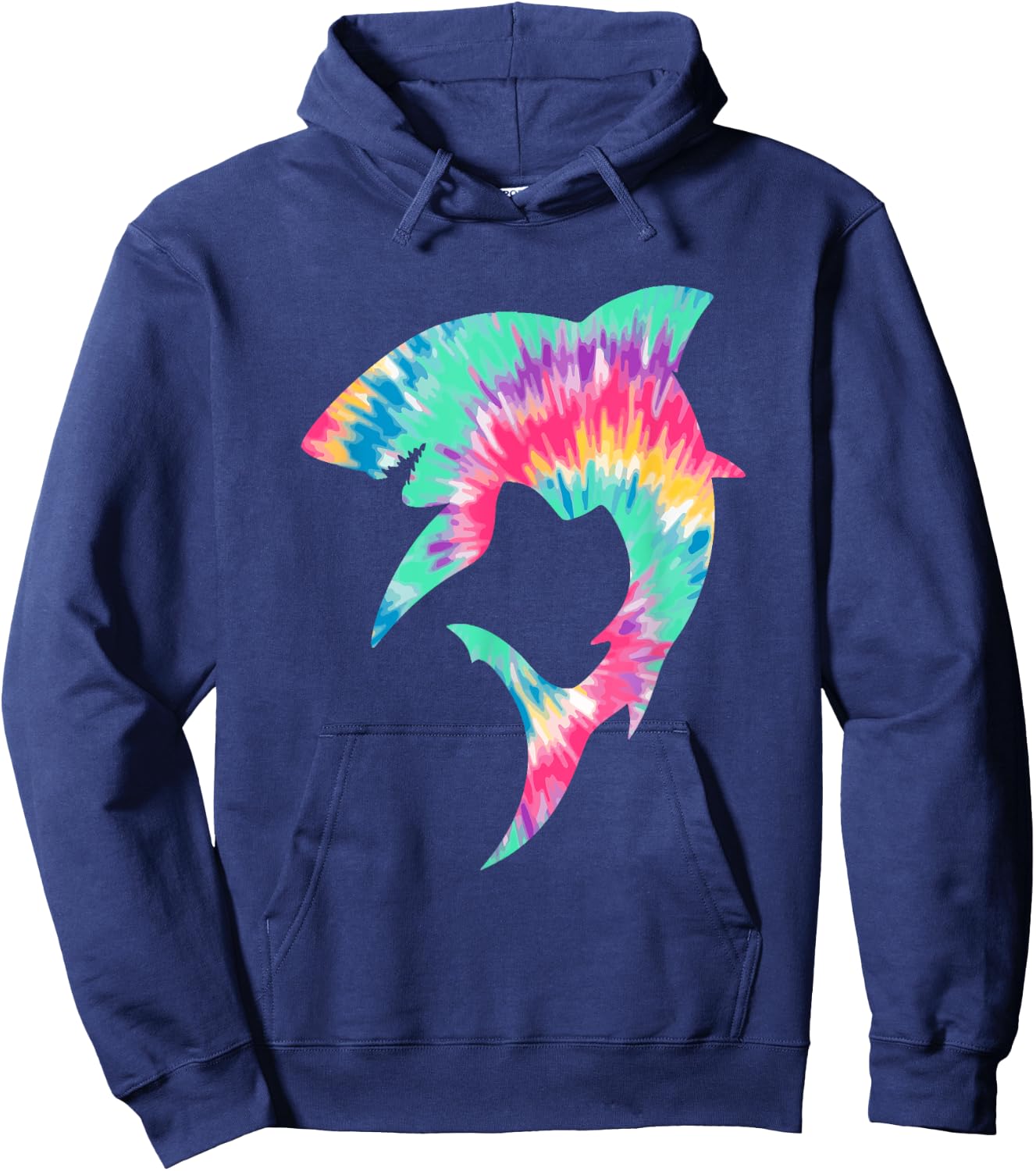 Shark Lover Shark Tie Dye Y2K Aesthetic Retro Groovy Fishing Hoodie - Hoodie | Navy