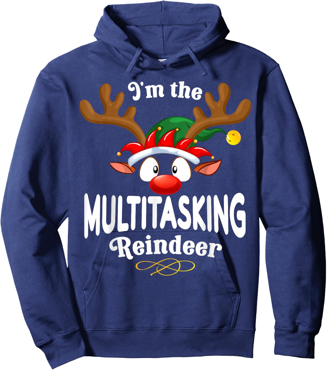 Christmas PJS Multitasking XMas Reindeer Matching Hoodie - Hoodie | Navy