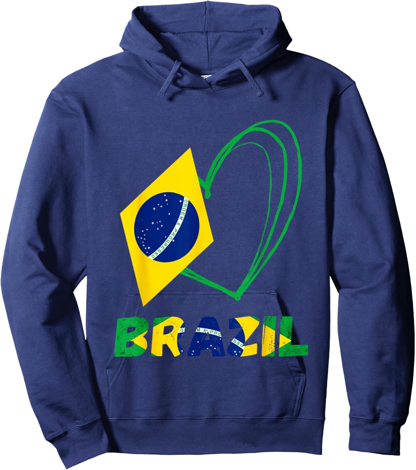 Love Brasilian Heart Brazil Flag Brazilian Roots Brasileiro Hoodie - Hoodie | Navy