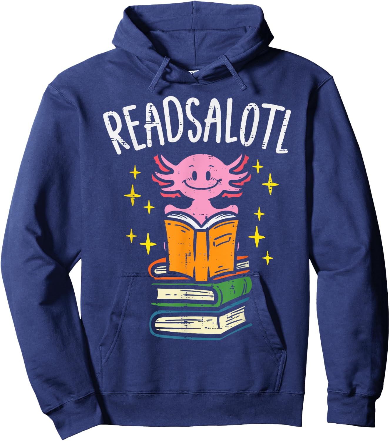 Axolotl Books Readsalotl Reading Bookworm Boys Girls Kids Small Hoodie - Hoodie | Navy