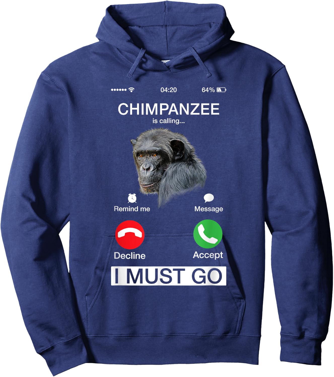 Chimpanzee Is Calling Art Monkey Chimp Ape Animal Novelty Hoodie - Hoodie | Navy