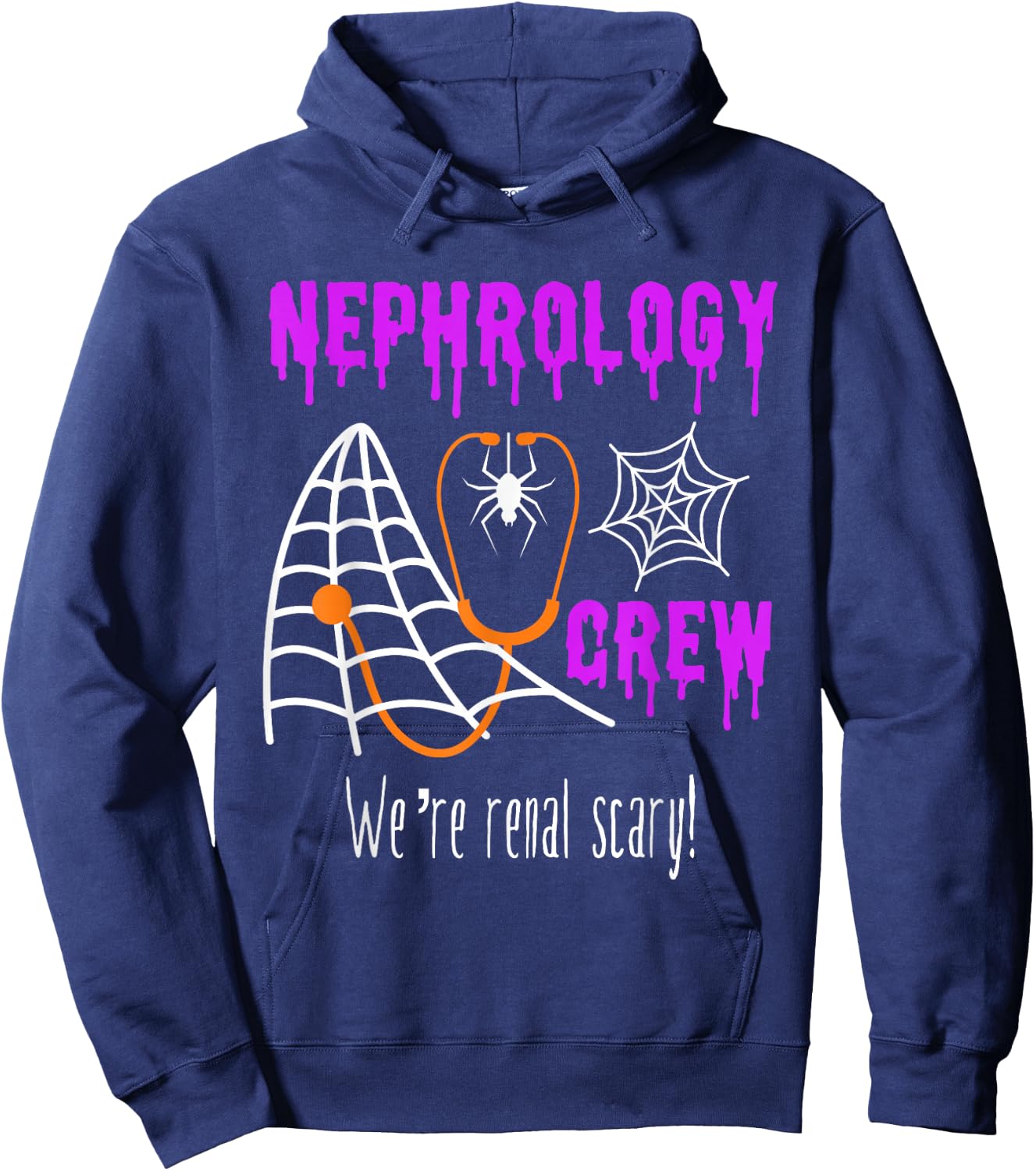 Nephrology Nurse Halloween Dialysis Crew Matching Renal Team Hoodie - Hoodie | Navy