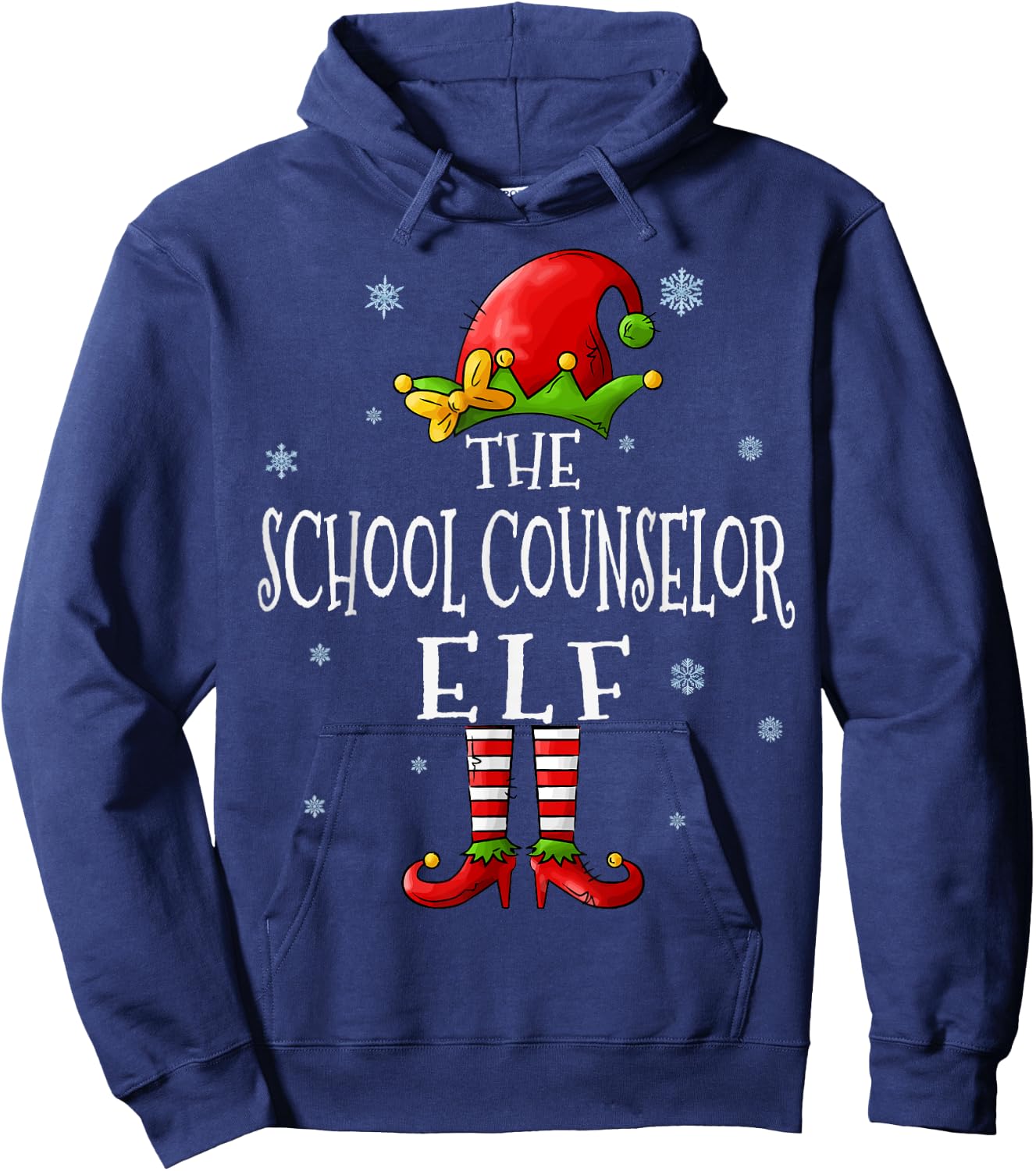 The School Counselor Elf Squad Funny Xmas Matching Christmas Hoodie - Hoodie | Navy