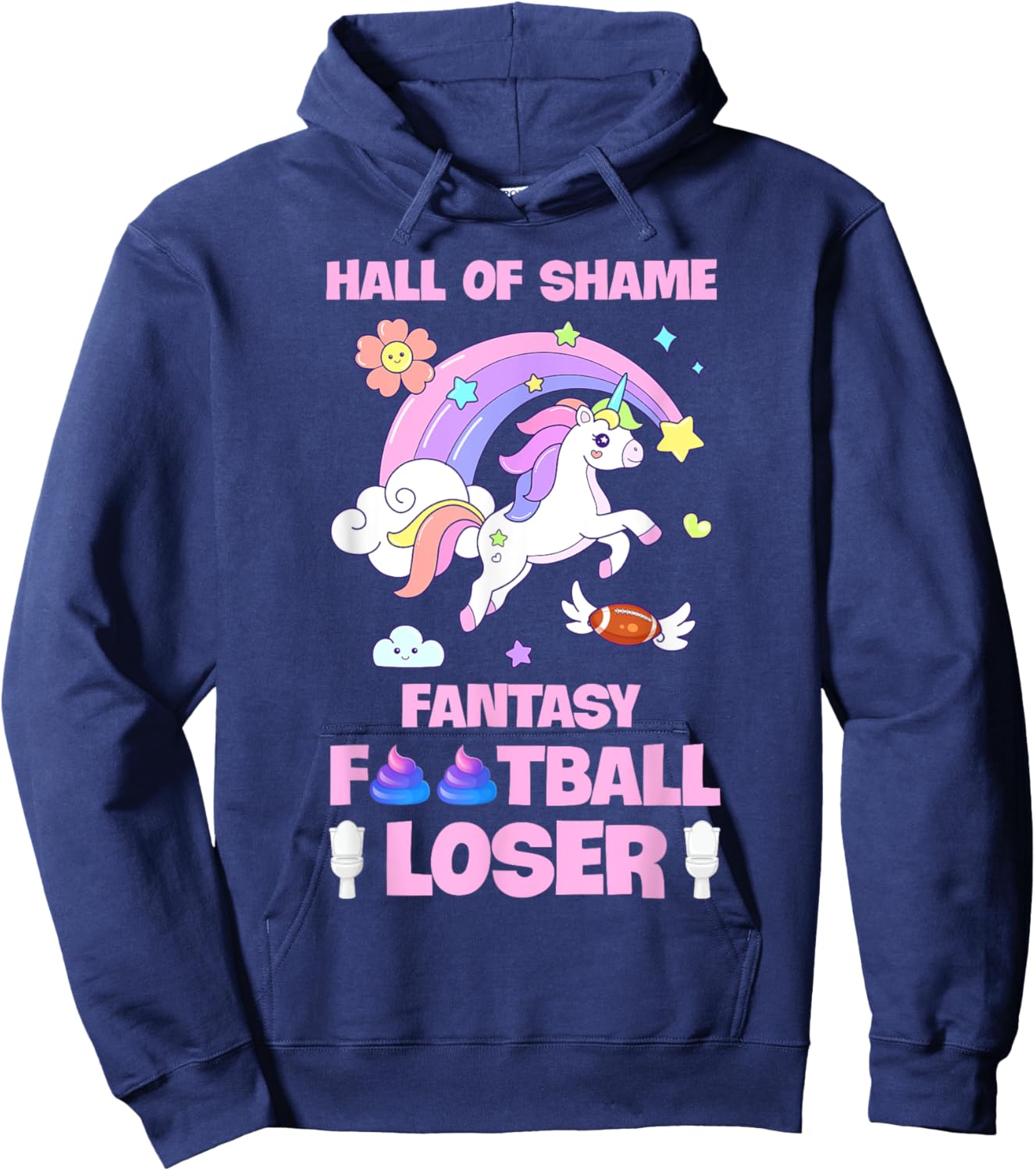 Hall Of Shame Fantasy Football Loser Unicorn Last Place Hoodie - Hoodie | Navy