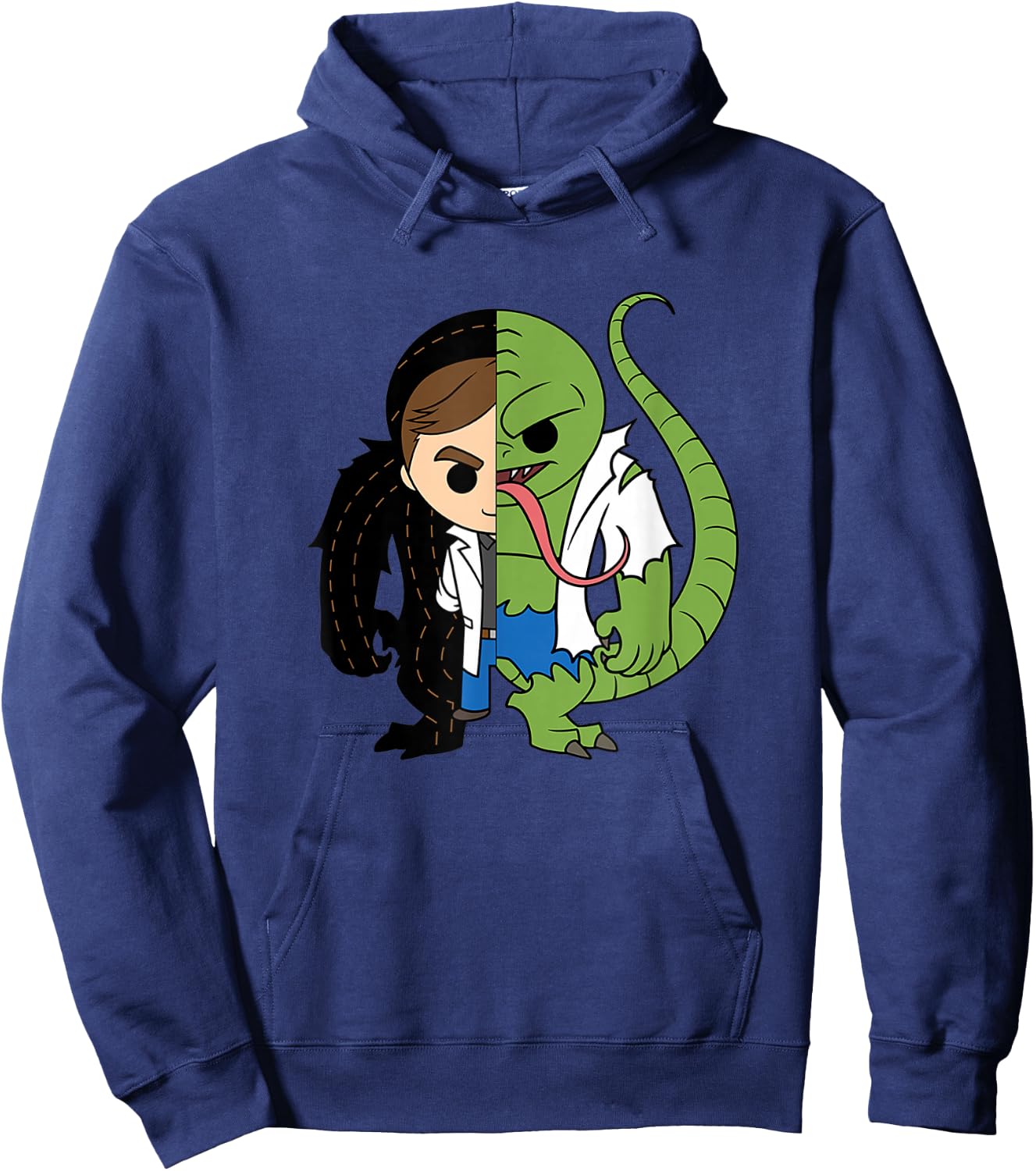 Marvel Comics Retro Classic Lizard Dr. Connors Chibi Style Hoodie - Hoodie | Navy