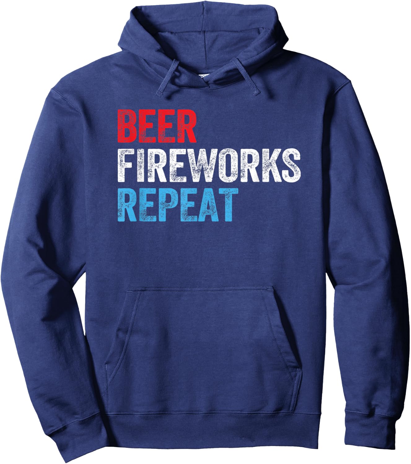 Beer Fireworks Repeat Star Funny July 4th Fireworks Men Hoodie - Hoodie | Navy