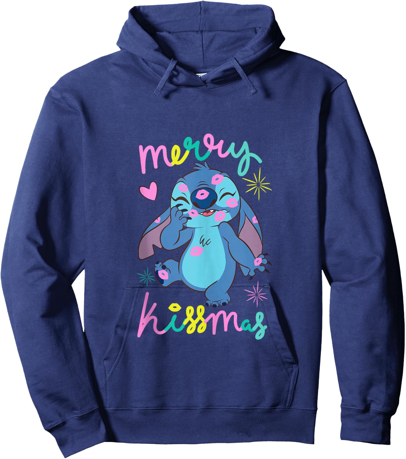 Disney Lilo & Stitch Christmas Merry Kissmas Stitch Logo Hoodie - Hoodie | Navy