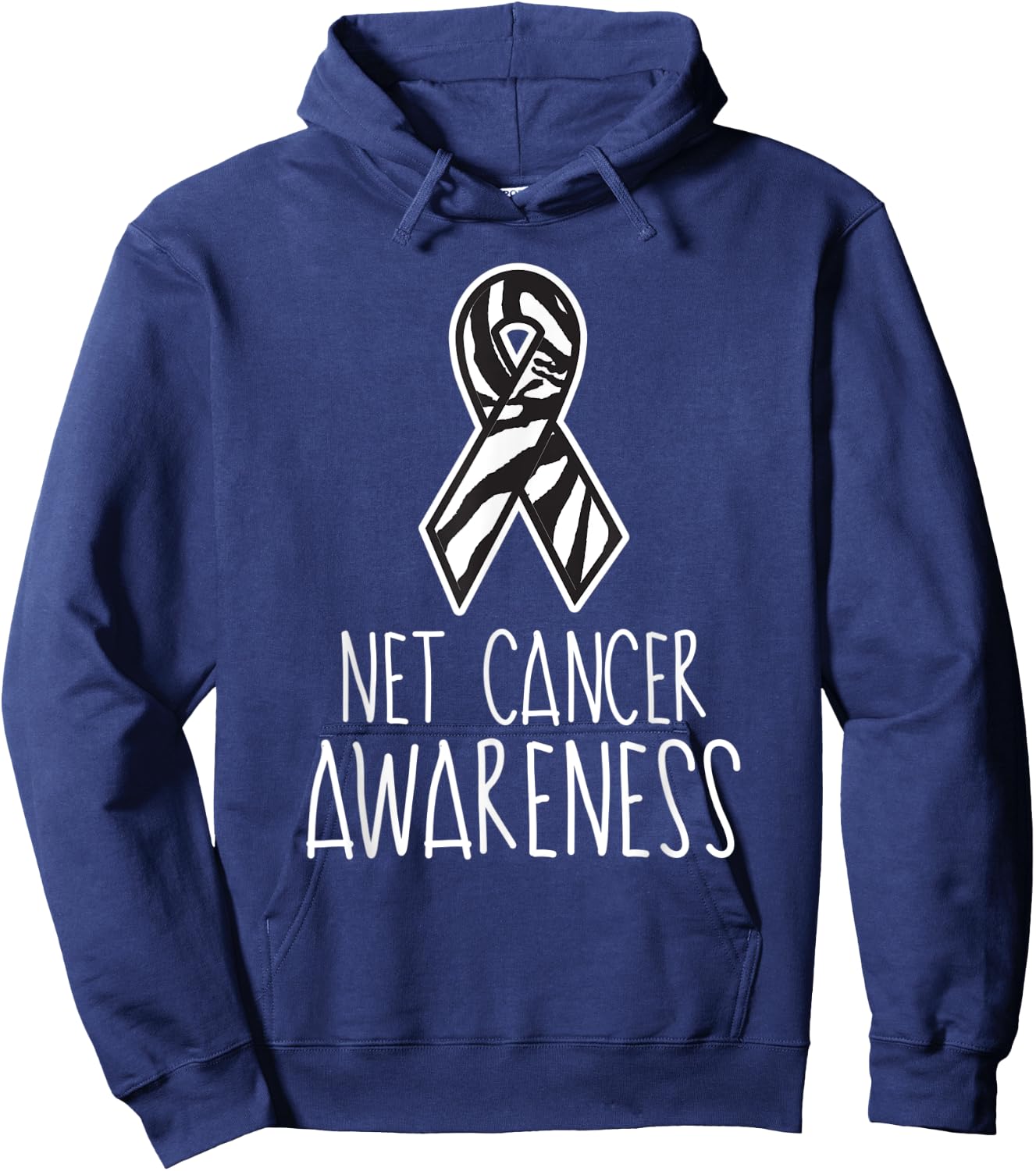 NET Neuroendocrine Cancer Awareness Zebra Ribbon Walk Group Hoodie - Hoodie | Navy