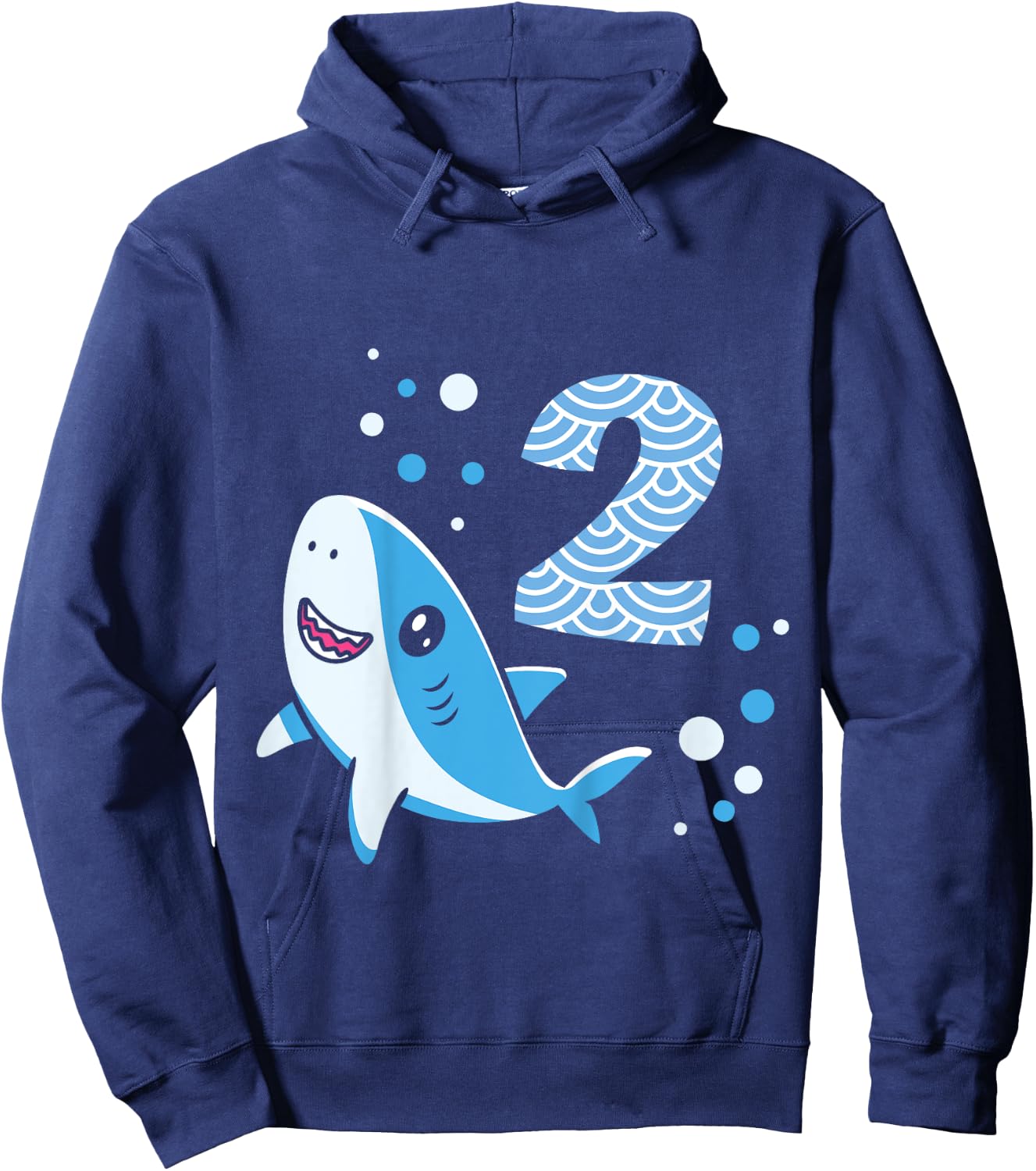 Kids 2nd Birthday Boys Shark 2 years Old Ocean Shark B-day Hoodie - Hoodie | Navy