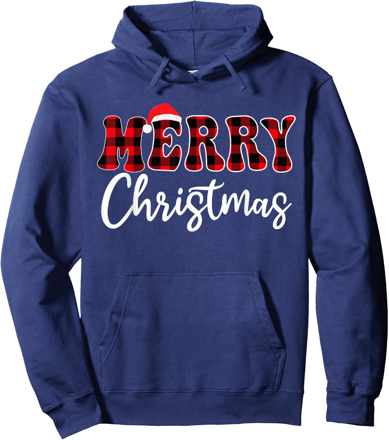 Merry Christmas With Black And Red Plaid Family Men Women Hoodie - Hoodie | Navy